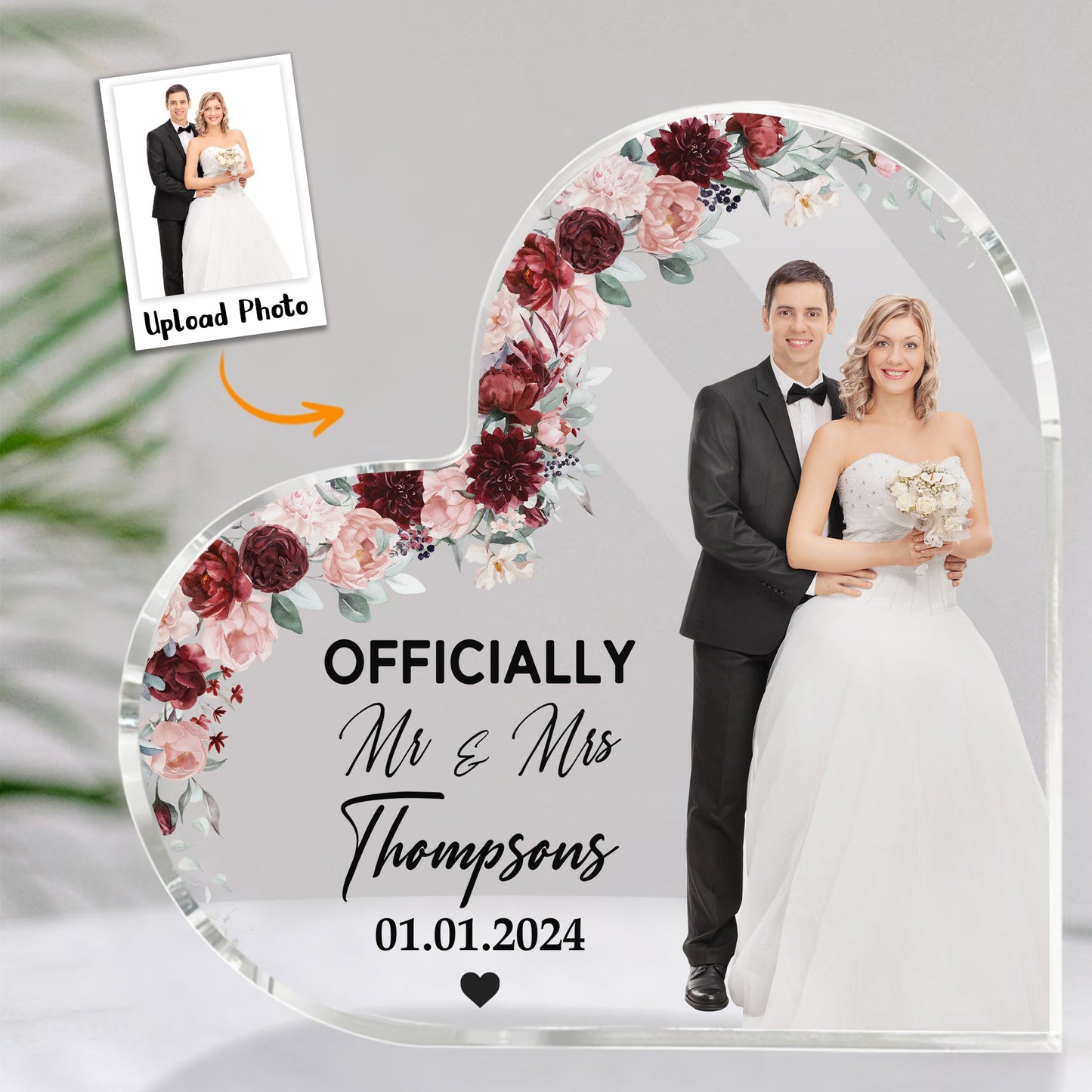 Couple - Officially Mr & Mrs - Personalized Acrylic Photo Plaque