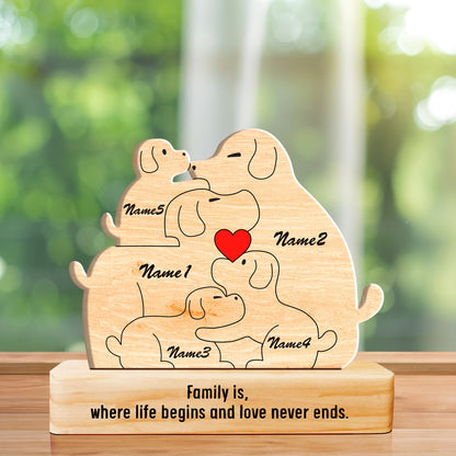 Family - Cute Dog Family - Personalized Wooden Puzzle