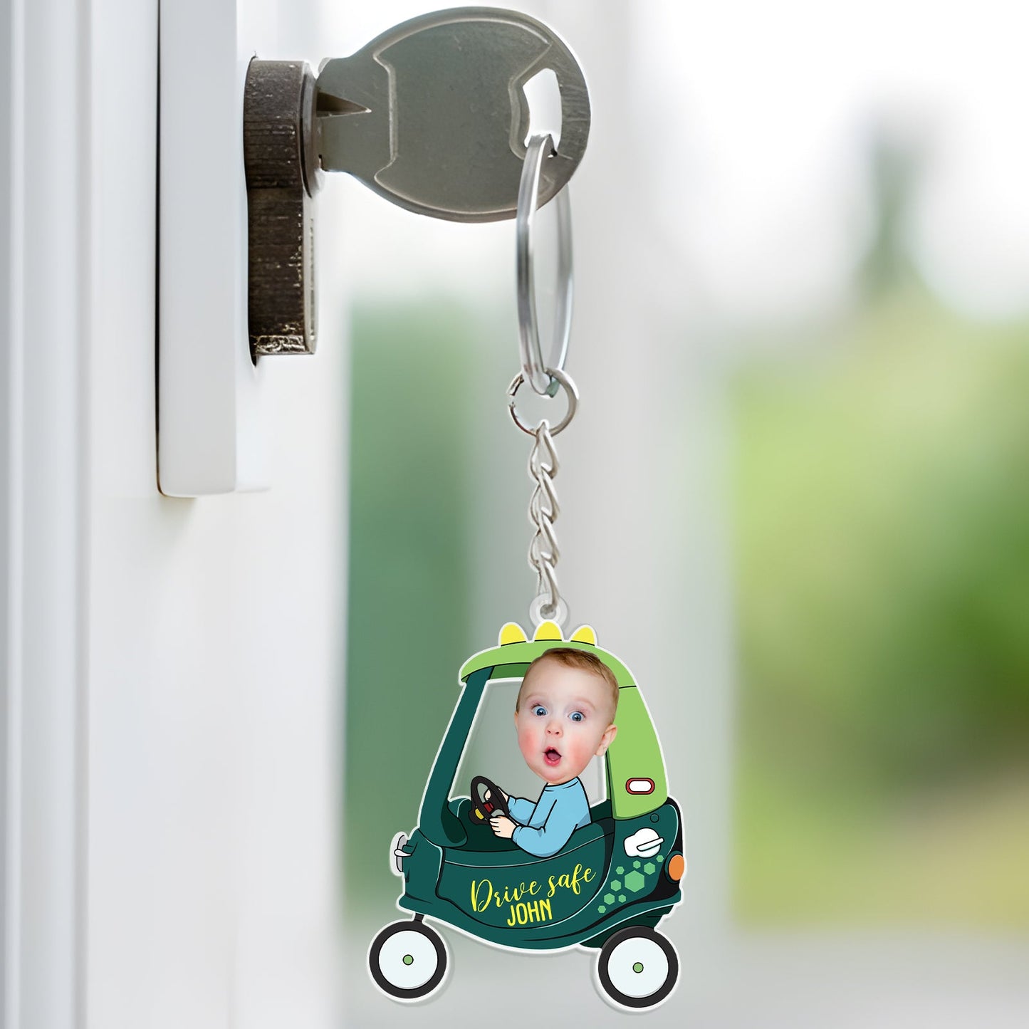 Custom Photo Drive Safe Daddy - Birthday, Loving Gift For Dad, Father, Papa, Grandpa - Personalized Acrylic Car Hanger