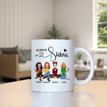 Besties - Always Sisters - Personalized Mug