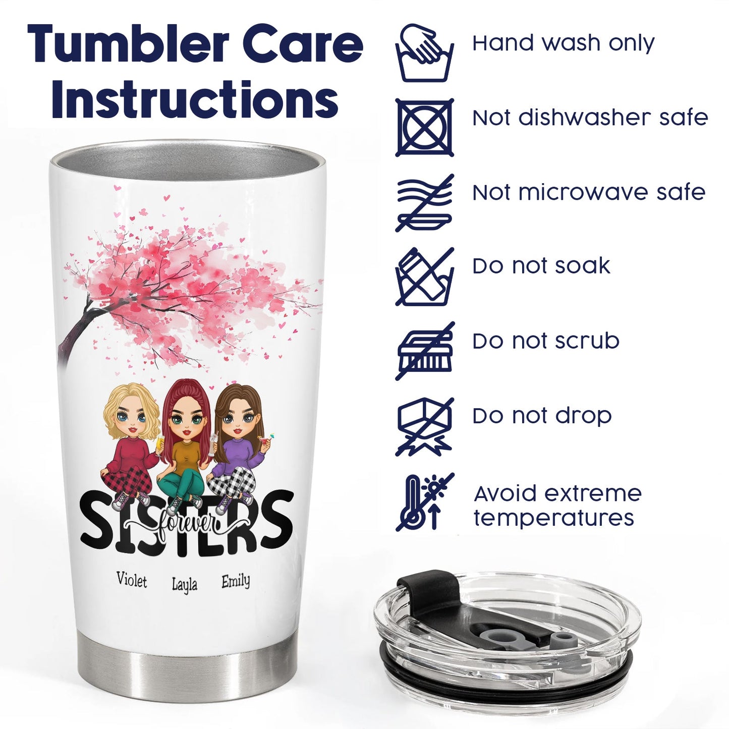 Family - Sisters Forever - Personalized Tumbler