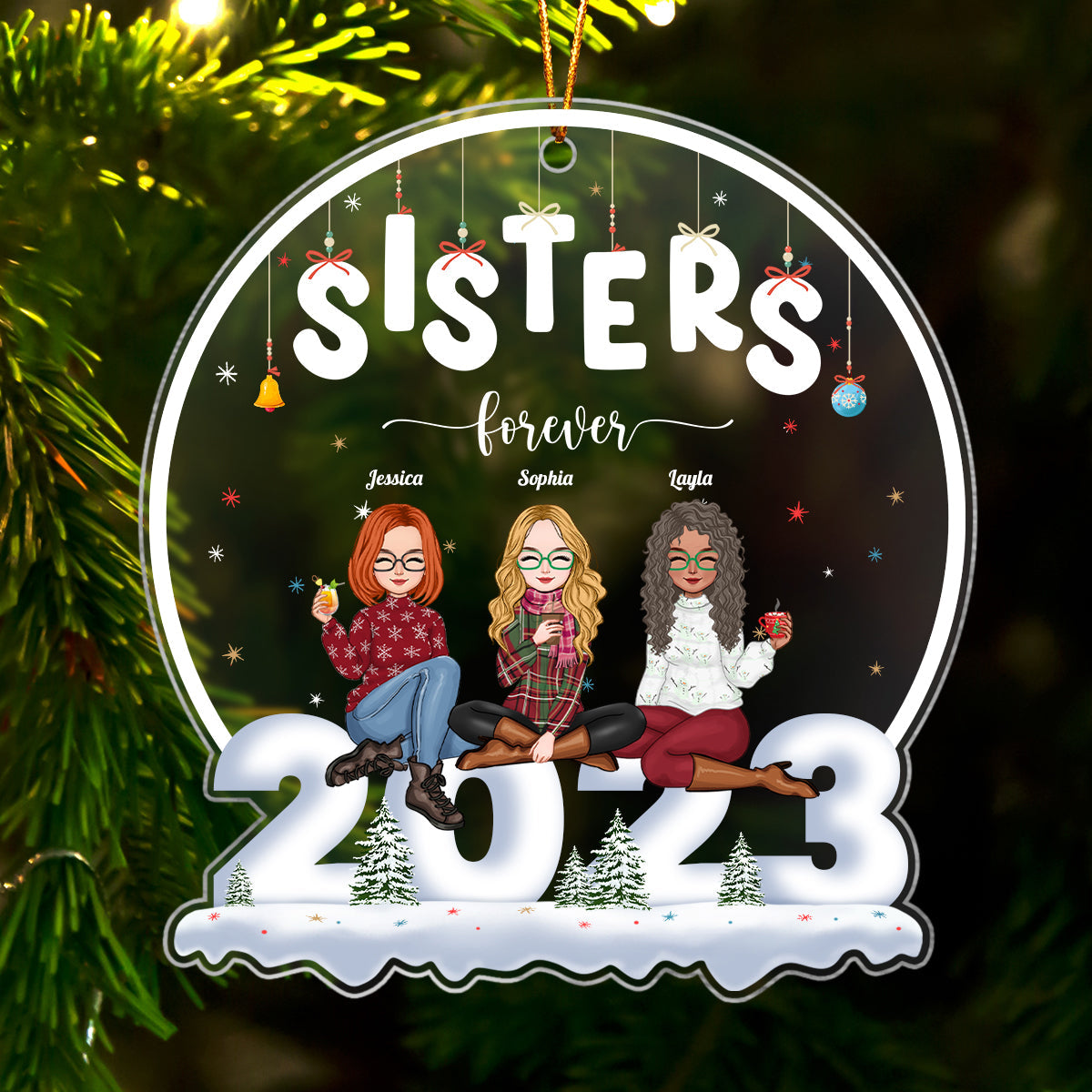 2023 Besties Forever - Personalized Shaped Acrylic Ornament