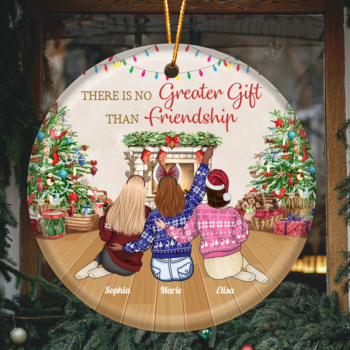 Friends - There Is No Greater Gift Than Friendship - Personalized Ceramic Round Shaped (Ver 2)