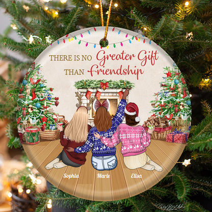 Friends - There Is No Greater Gift Than Friendship - Personalized Ceramic Round Shaped (Ver 2)