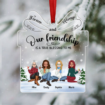 Our Friendship Is A True Blessing To Me - Personalized Acrylic Ornament (Ver 3)