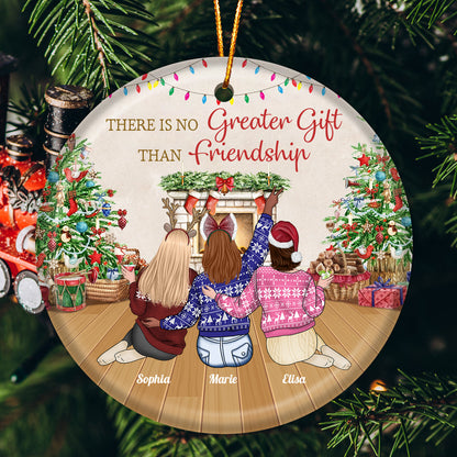 Friends - There Is No Greater Gift Than Friendship - Personalized Ceramic Round Shaped (Ver 2)