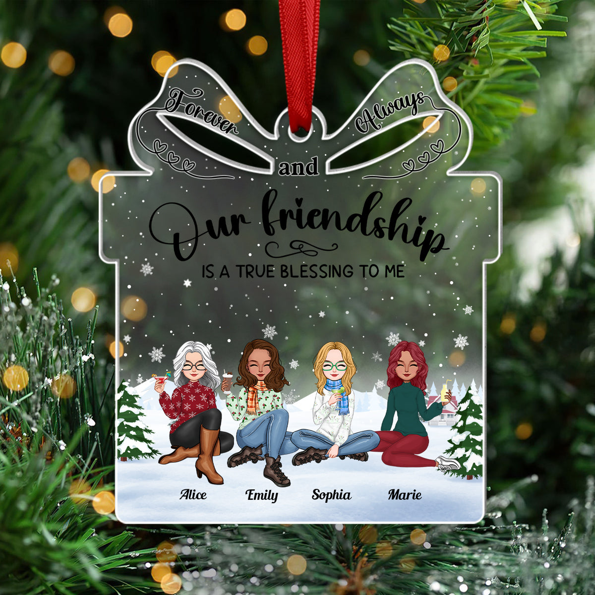 Our Friendship Is A True Blessing To Me - Personalized Acrylic Ornament (Ver 3)