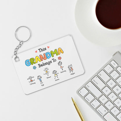 Family - This Grandma Belongs To Drawing - Personalized Acrylic Keychain