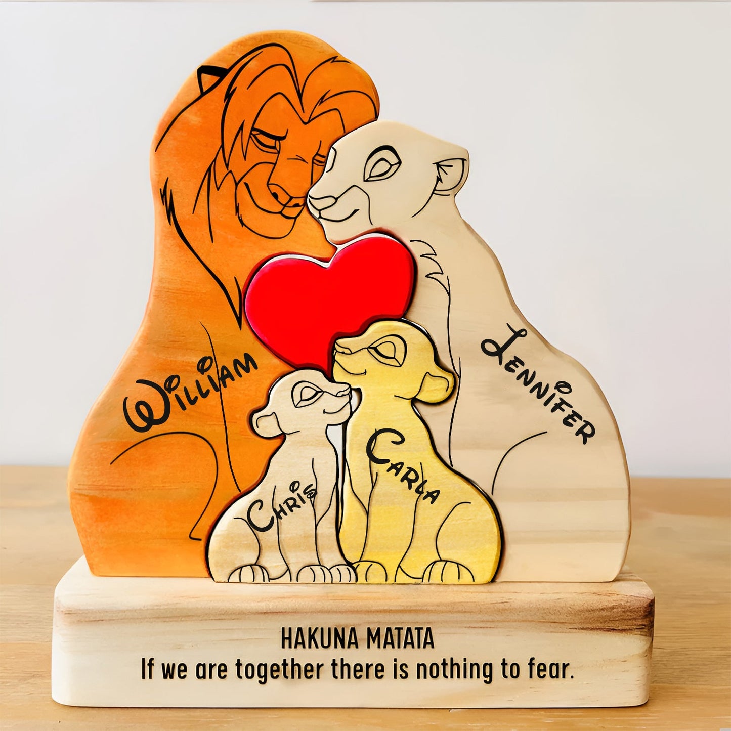 Family - The Lion Pet - Personalized Wooden Puzzle ( Ver 2)