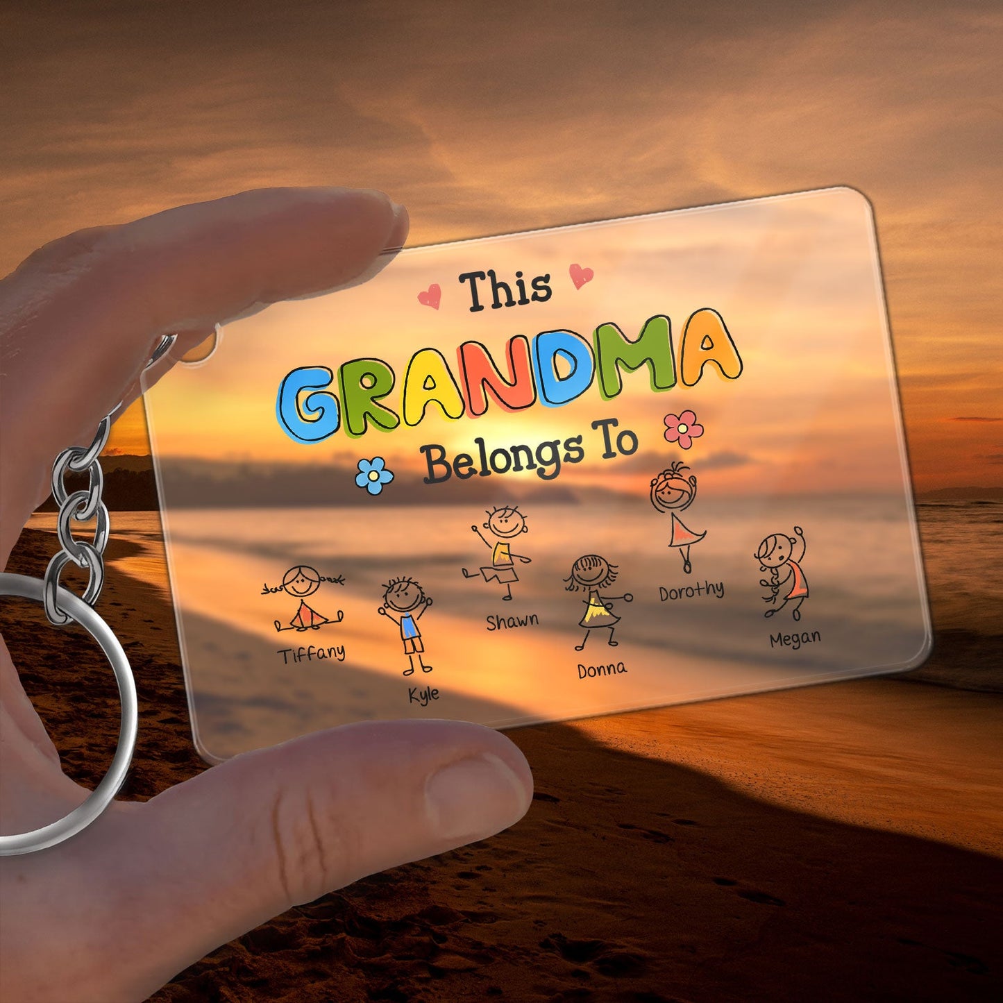 Family - This Grandma Belongs To Drawing - Personalized Acrylic Keychain