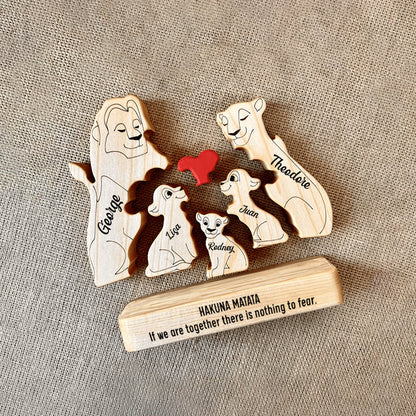 Family - Lion Family Cartoon - Personalized Wooden Puzzle