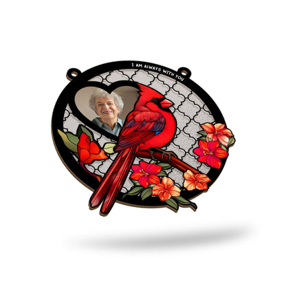 Family - Cardinal I'm By Your Side - Personalized Window Hanging Suncatcher Ornament