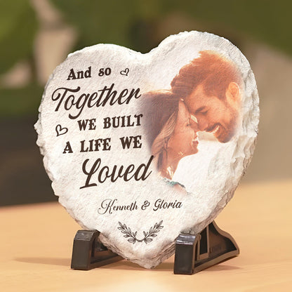 Couple - My Favorite Place In All The World Is Next To You - Personalized Heart Shaped Stone