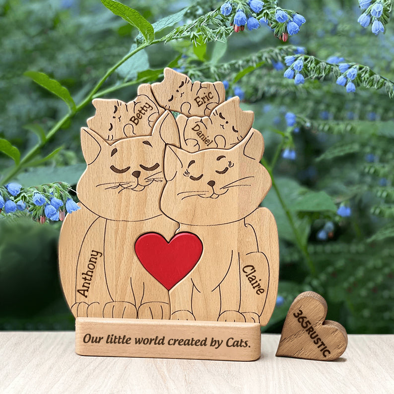 Cat Family - Personalized Wooden Pet