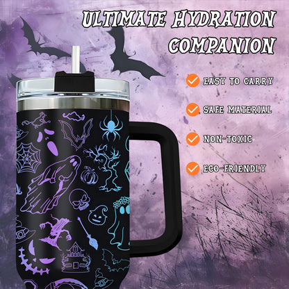 Halloween - Black Spooky - Tumbler With Handle