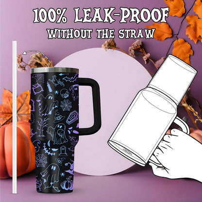 Halloween - Black Spooky - Tumbler With Handle