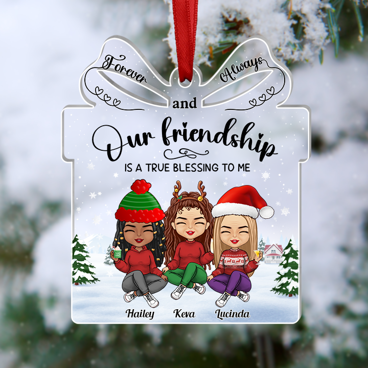 Besties - Our Friendship is a True Blessing to me - Personalized Transparent Ornament