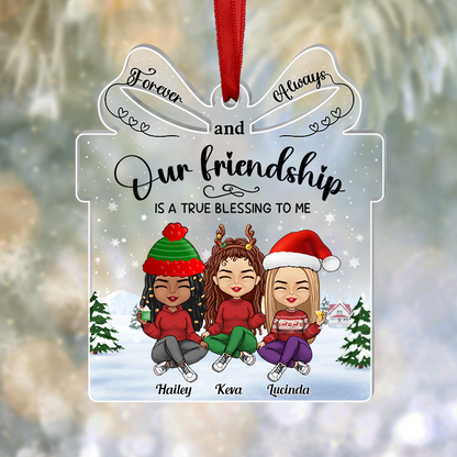 Besties - Our Friendship is a True Blessing to me - Personalized Transparent Ornament